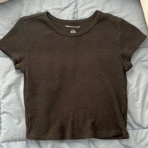black waffle knit american eagle crop top